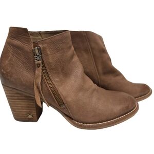 Sam Edelman Macon Distressed Whiskey Brown Leather Booties Size 9